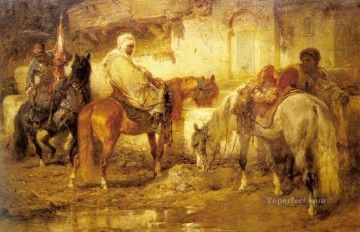 水飲み場にいるアラブ人 アラブ人 アドルフ・シュレイヤー Oil Paintings